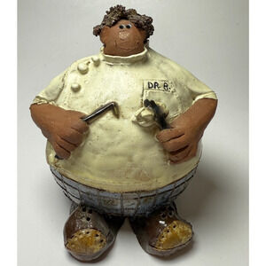 1984 Sara Meadows Clay Art Balloon People Dr B Dentist Molar Figurine Statue